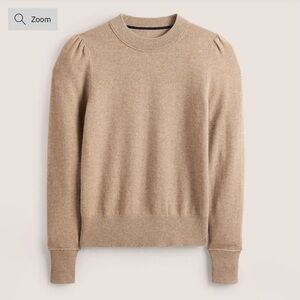Boden Tan Cashmere Puff Shoulder Sweater